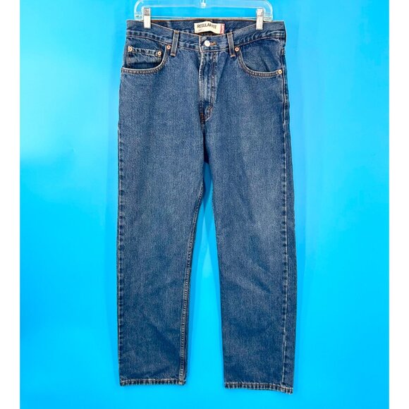 LEVIS 505 REGULAR FIT MENS BLUE DENIM JEANS W34 L32 Straight Leg! - Picture 5 of 7